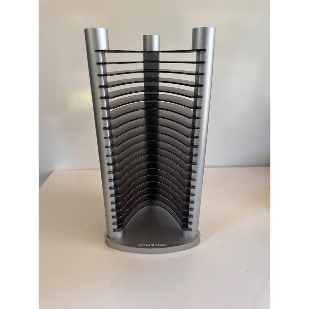 Atlantic Silver Wood and Plastic CD Tower Rack Organizer 22 Capacity Modern